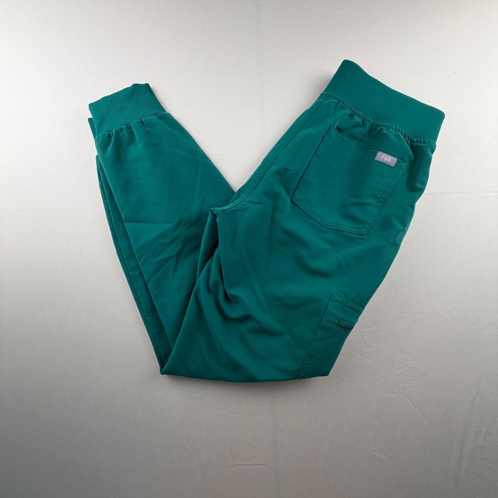 FIGS Zamora Jogger Scrub Pants Women XS Green Cargo Pockets Drawstring Waist 244